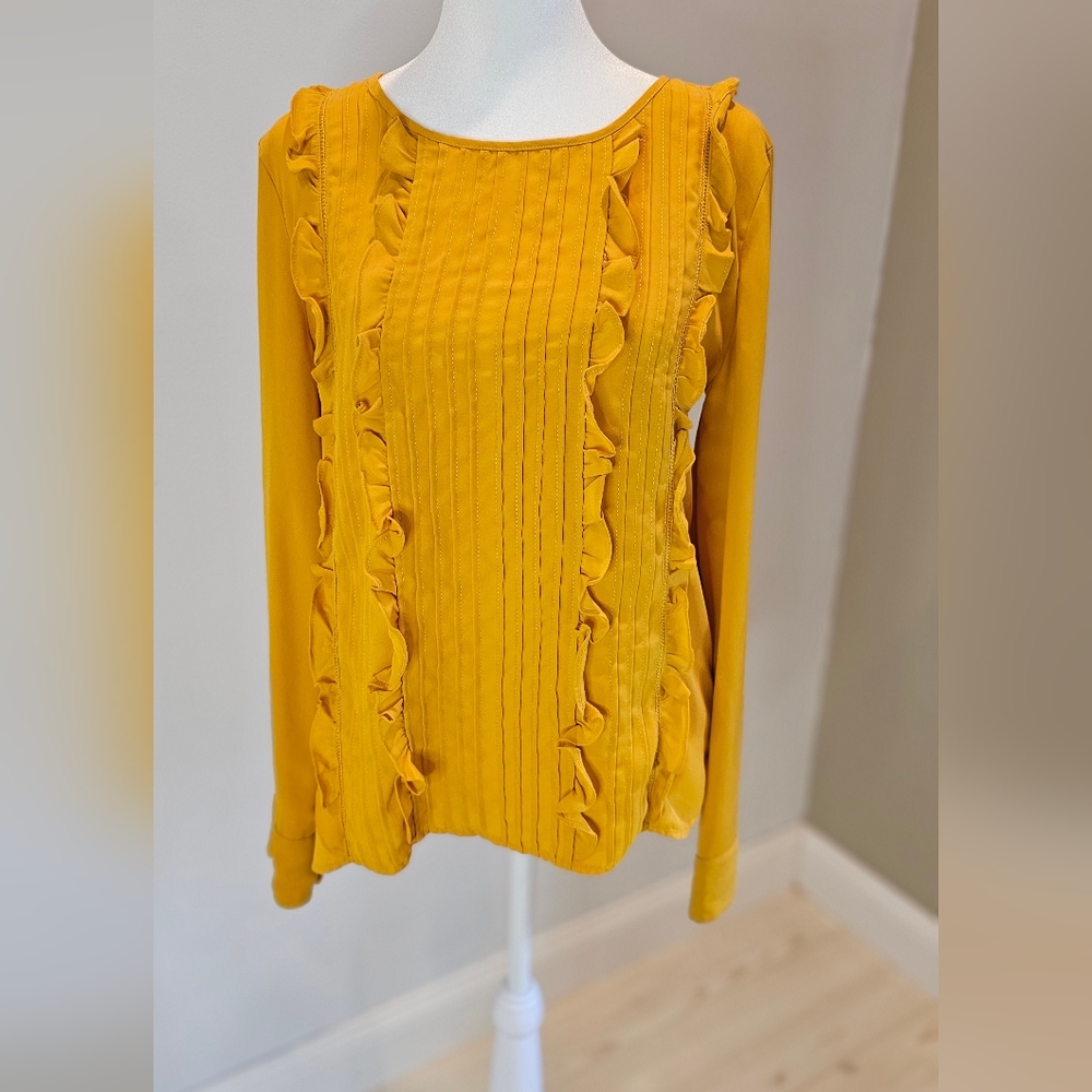 Halogen Mustard Tuxedo Style Blouse